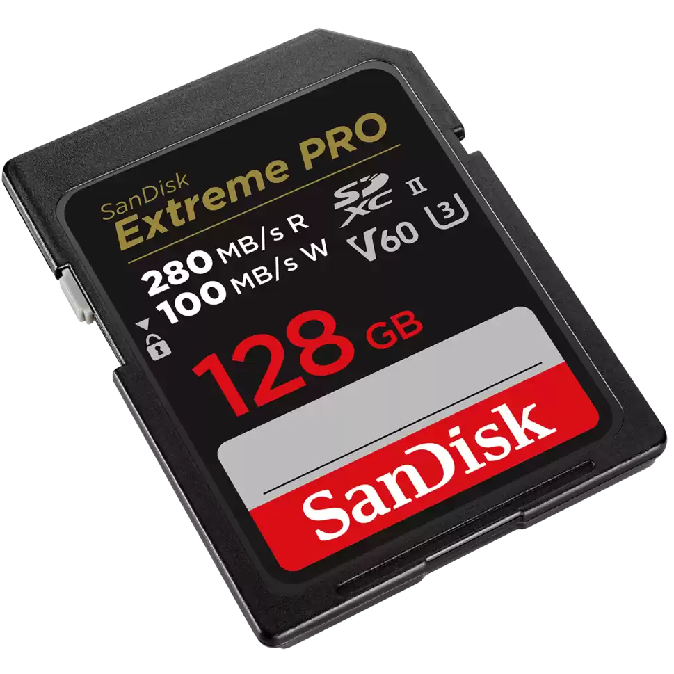 A large main feature product image of SanDisk Extreme PRO SDXC U3 V60 UHS-II SD Card - 128GB