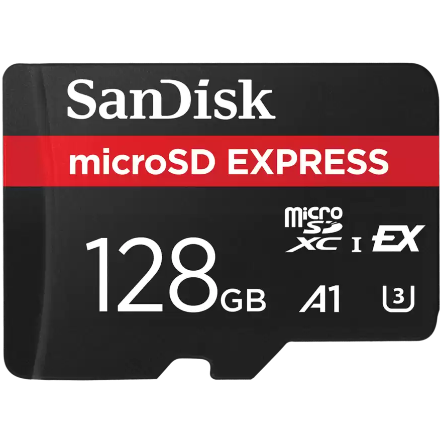 A large main feature product image of SanDisk microSDXC U3 A1 UHS-I microSD Express Card - 128GB