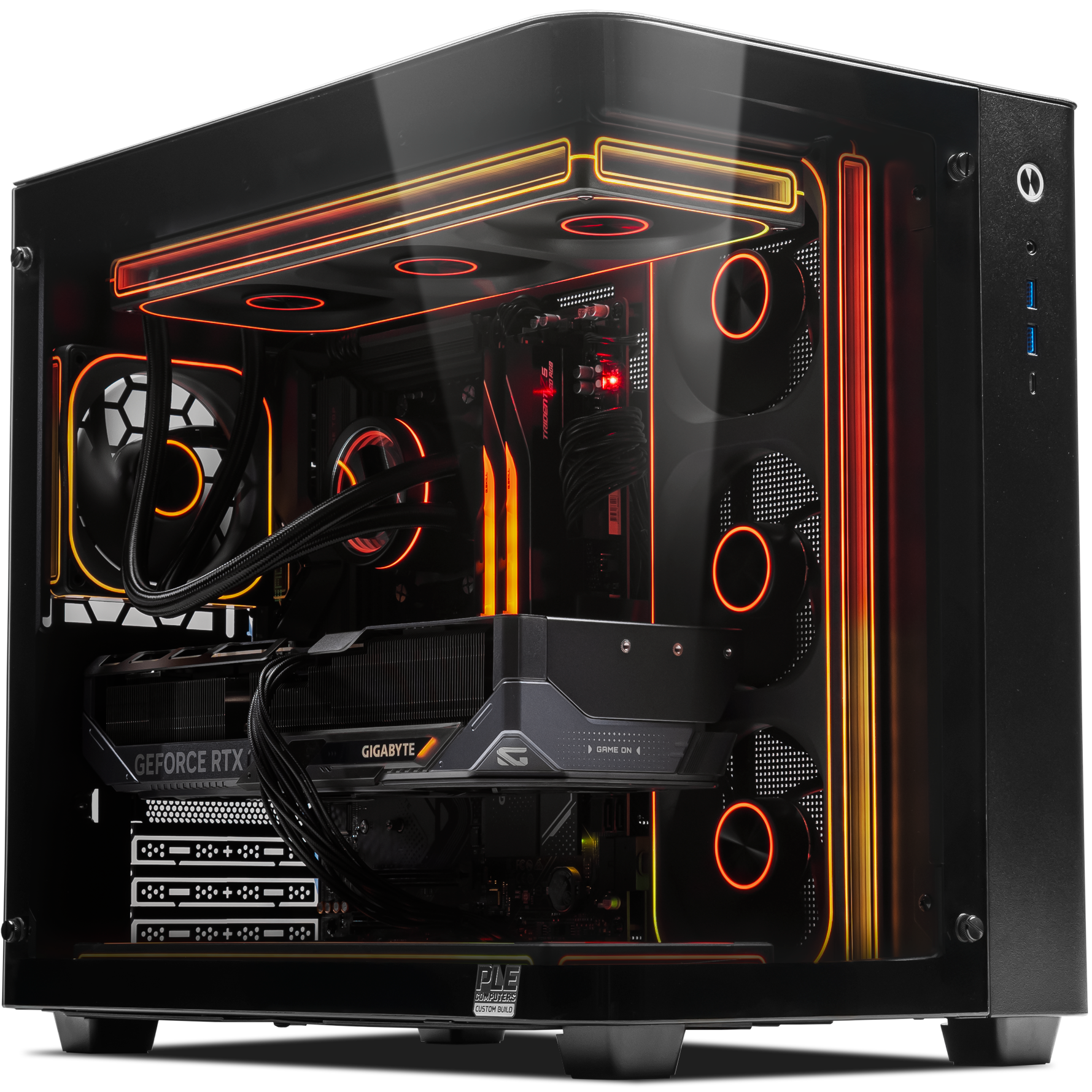 A large main feature product image of PLE Blitz RTX 5070 TI Prebuilt Ready To Go Gaming PC