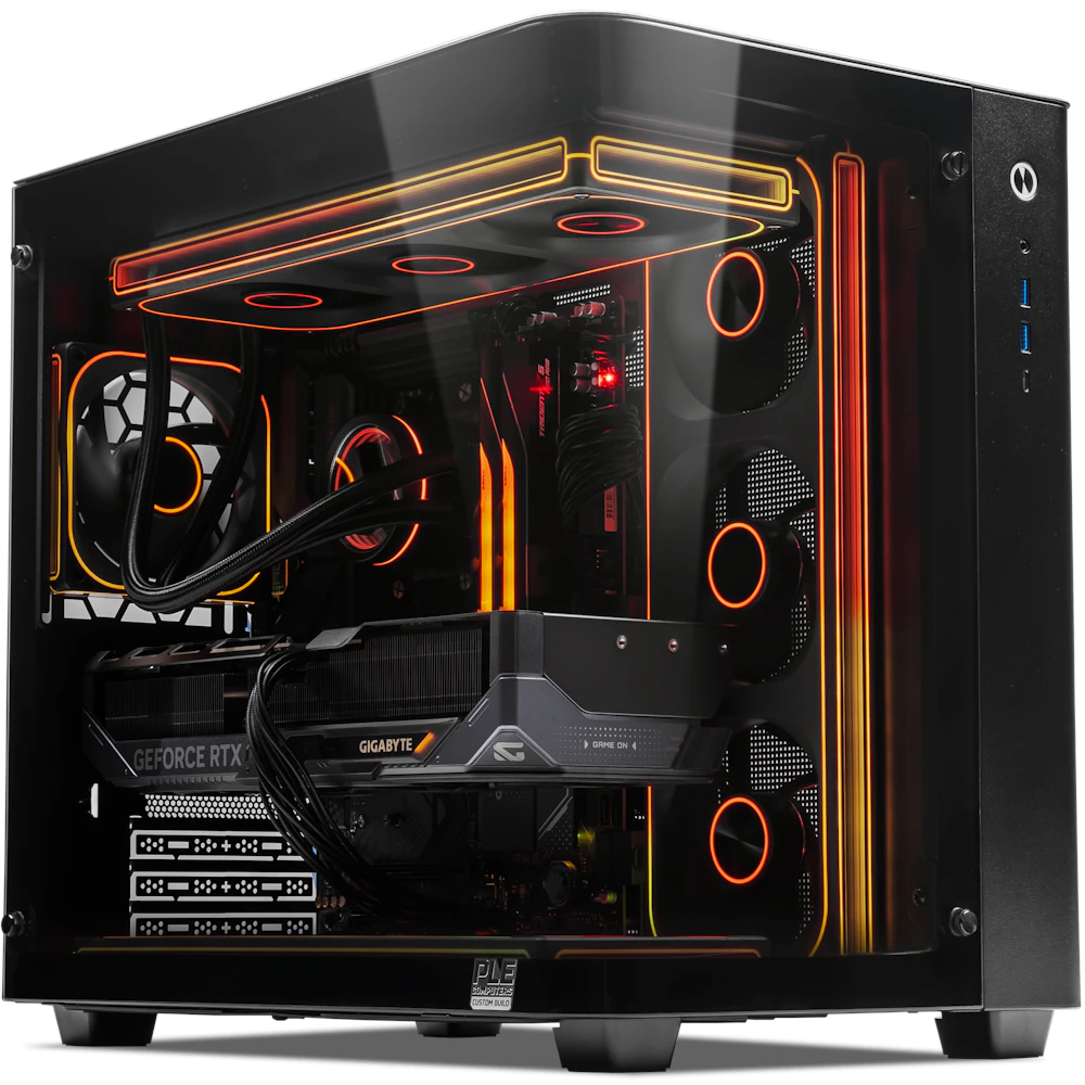 A large main feature product image of PLE Blitz RTX 5070 TI Prebuilt Ready To Go Gaming PC
