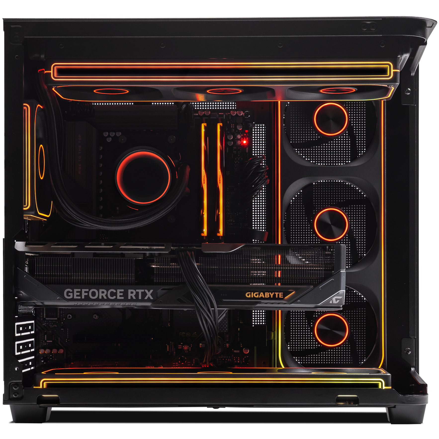 A large main feature product image of PLE Blitz RTX 5070 TI Prebuilt Ready To Go Gaming PC
