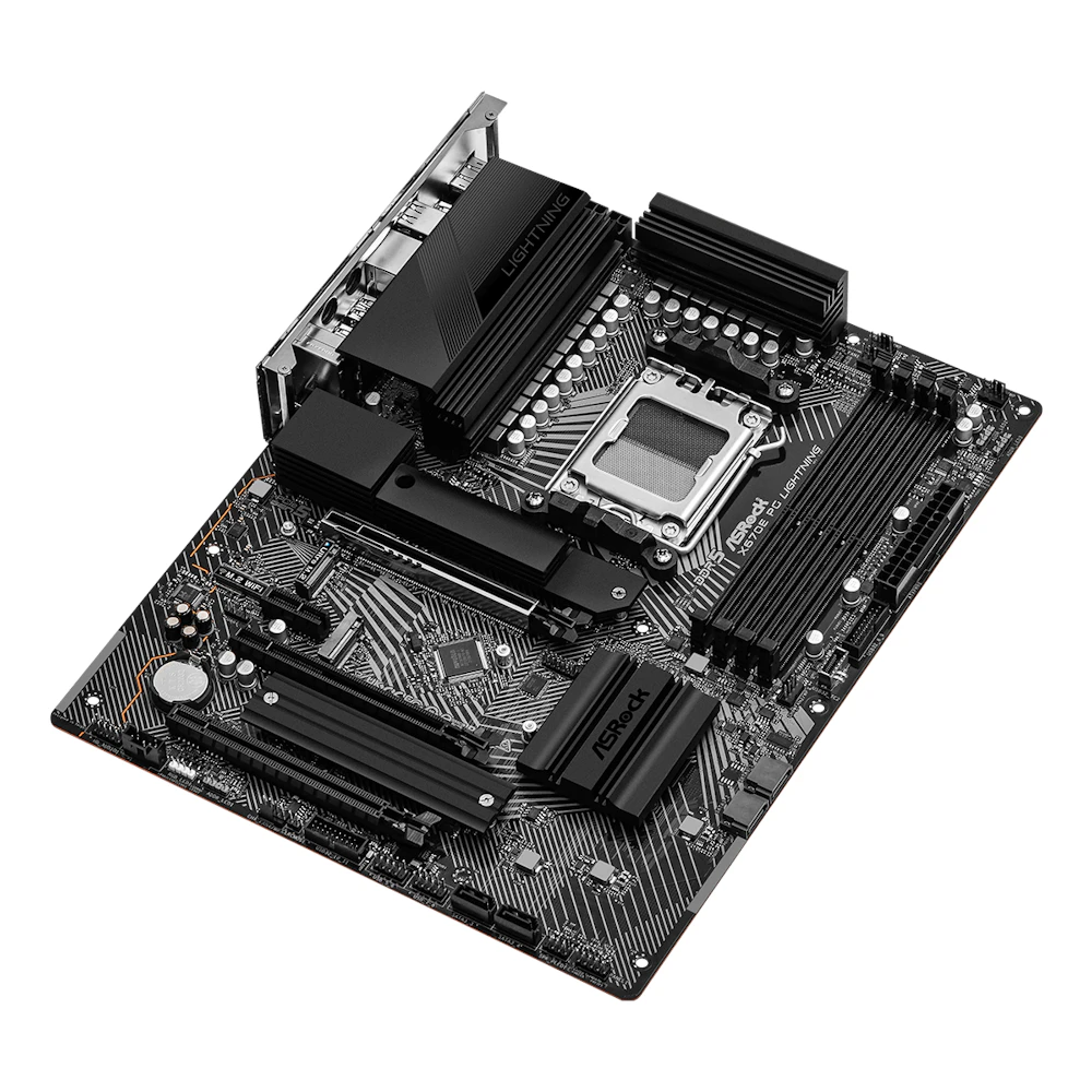 A large main feature product image of EX-DEMO ASRock X670E PG Lightning AM5 ATX Desktop Motherboard