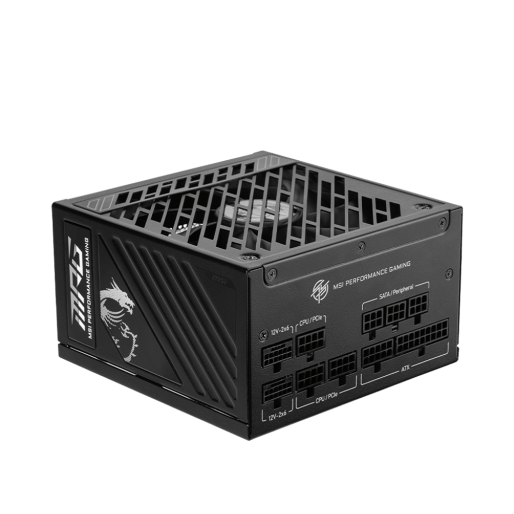 A large main feature product image of EX-DEMO MSI MPG A1000GS - 1000W Gold PCIe 5.0 ATX Modular PSU