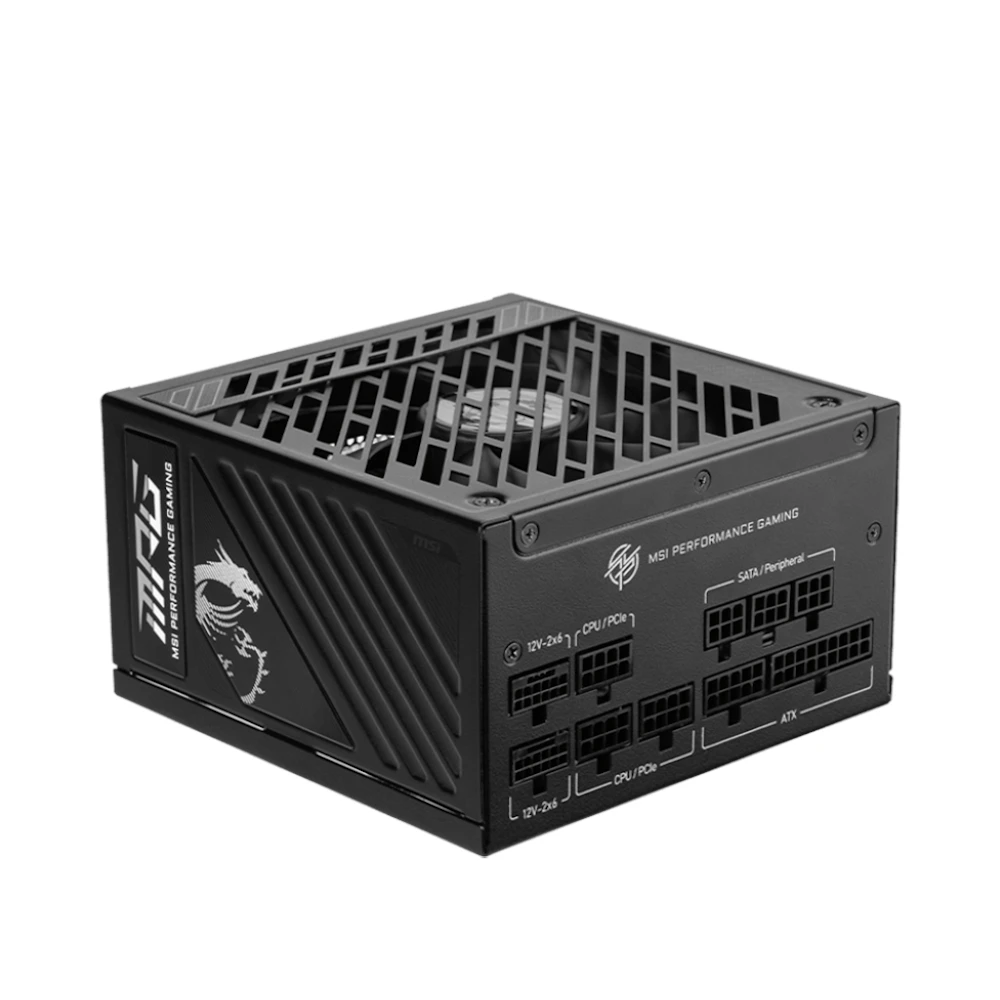 A large main feature product image of EX-DEMO MSI MPG A1000GS - 1000W Gold PCIe 5.0 ATX Modular PSU
