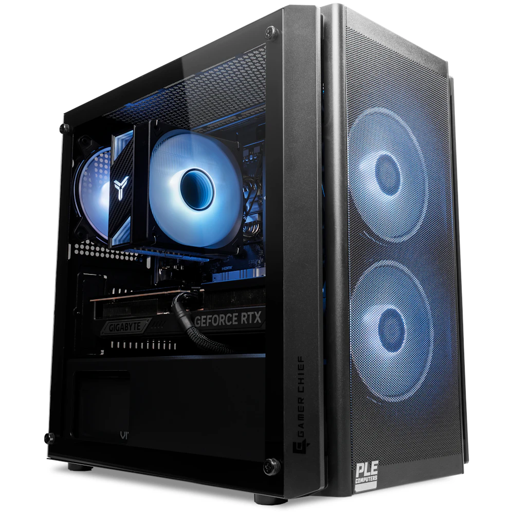 A large main feature product image of EX-DEMO PLE Anchor RTX 5070 Ti Prebuilt Ready To Go Gaming PC