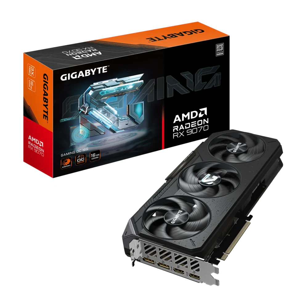 A large main feature product image of EX-DEMO Gigabyte Radeon RX 9070 Gaming OC 16GB GDDR6