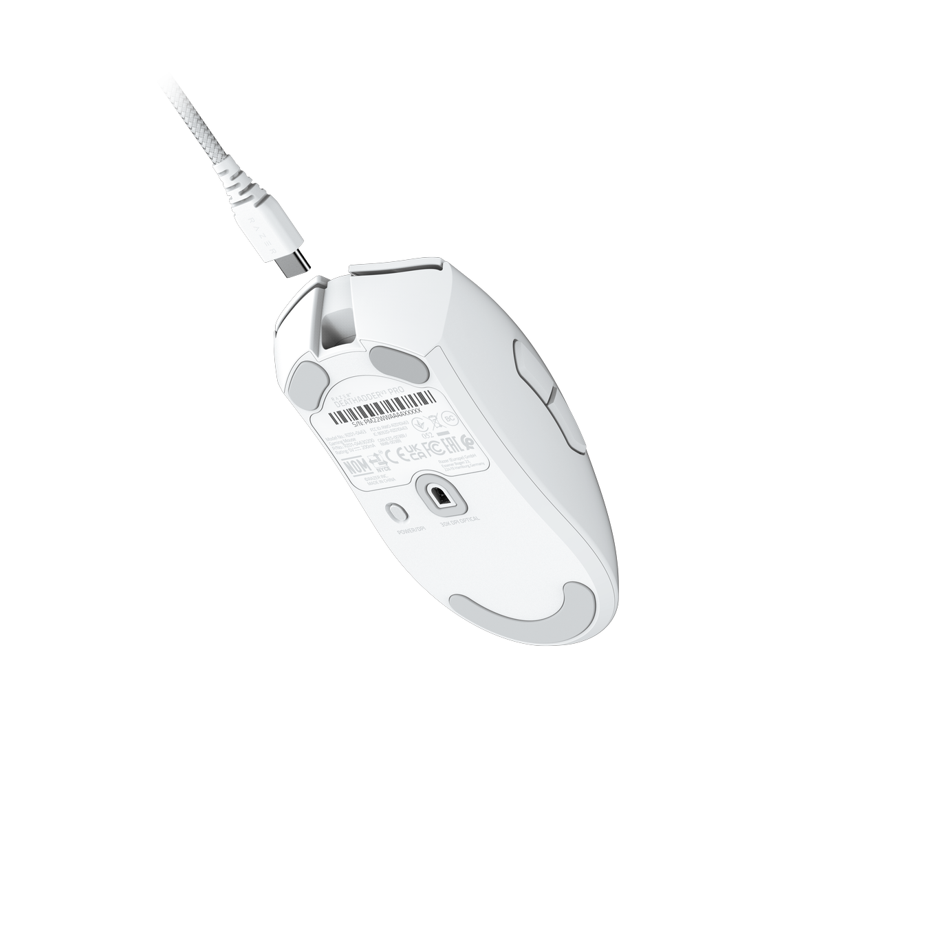 A large main feature product image of EX-DEMO Razer DeathAdder V3 Pro - Wireless Lightweight Ergonomic eSports Mouse (White)