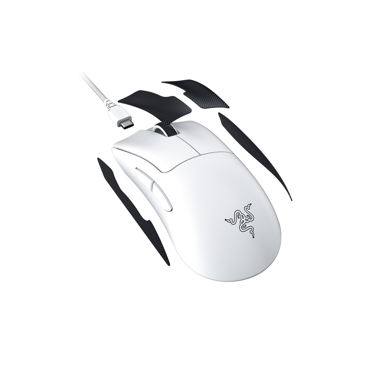 A large main feature product image of EX-DEMO Razer DeathAdder V3 Pro - Wireless Lightweight Ergonomic eSports Mouse (White)