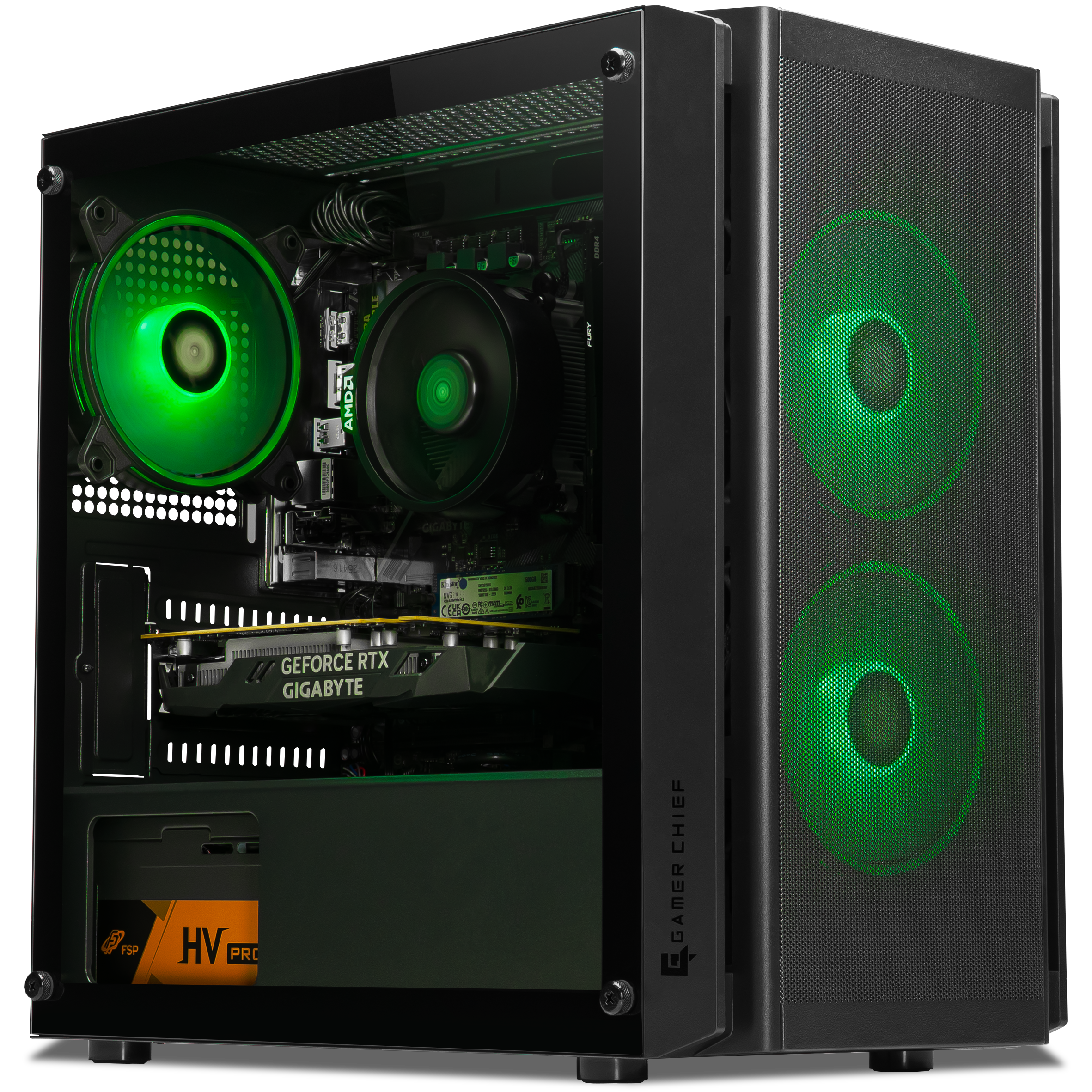 A large main feature product image of PLE Helix RTX 3050 Prebuilt Ready To Go Gaming PC