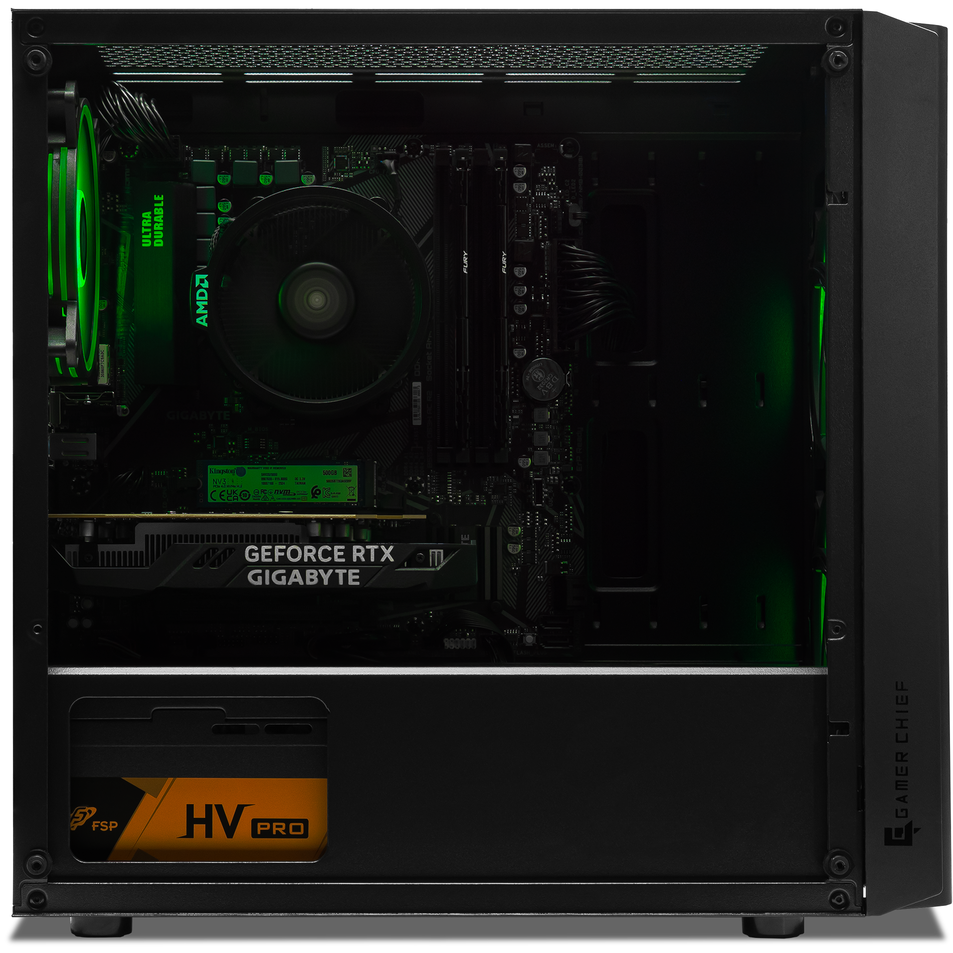 A large main feature product image of PLE Helix RTX 3050 Prebuilt Ready To Go Gaming PC