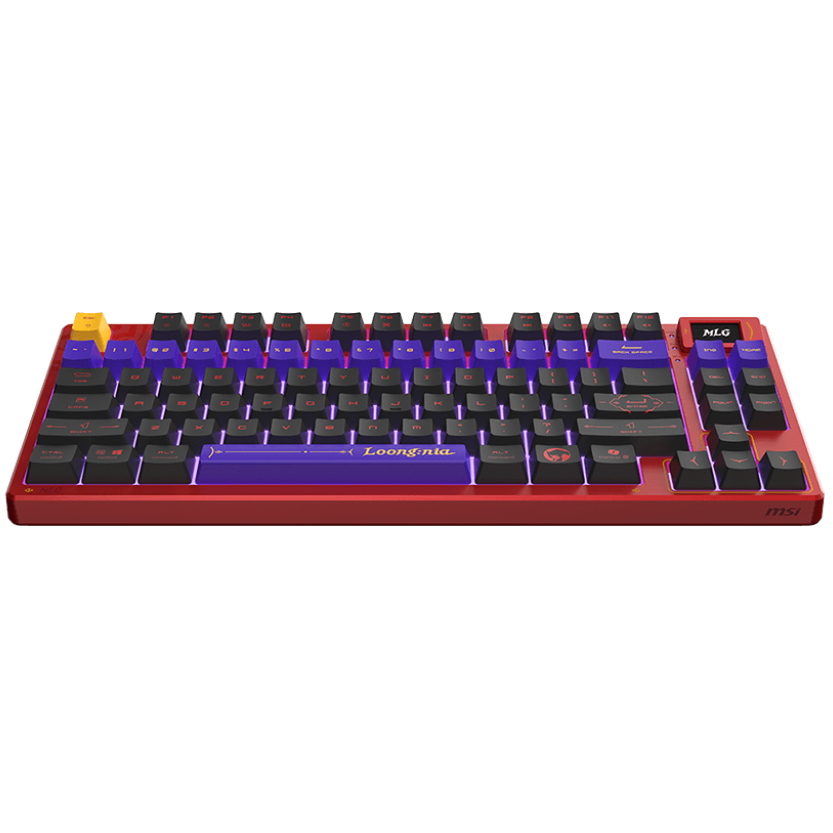 A large main feature product image of EX-DEMO MSI Forge TKL Wireless Gaming keyboard - MLG Edition