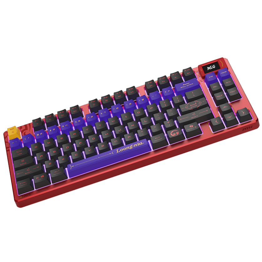 A large main feature product image of EX-DEMO MSI Forge TKL Wireless Gaming keyboard - MLG Edition
