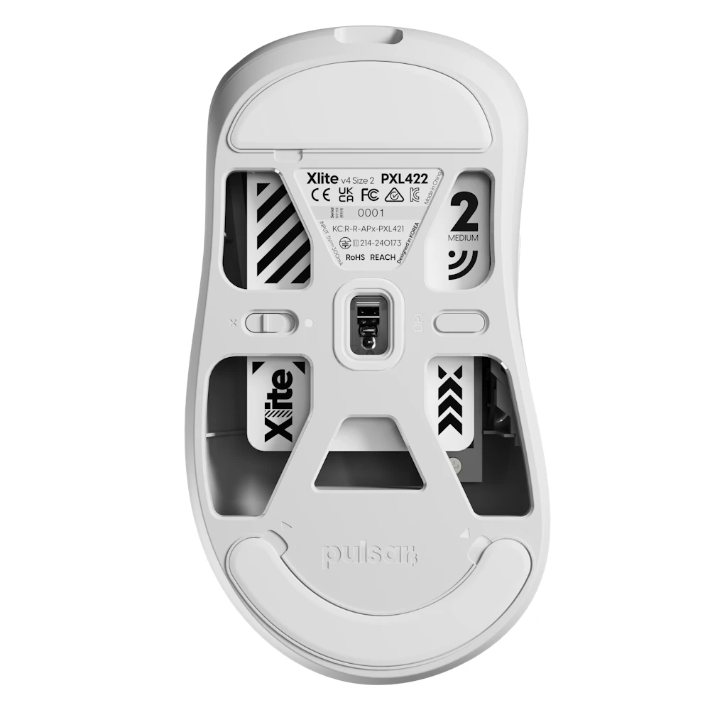 A large main feature product image of EX-DEMO Pulsar Xlite v4 - 54g Lightweight Wireless Gaming Mouse (White)