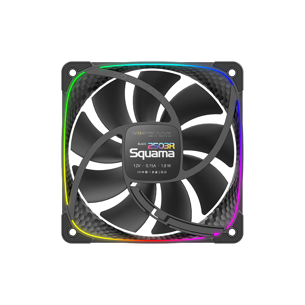 A large main feature product image of EX-DEMO Geometric Future Squama 2503 - 120mm ARGB PWM Fan (Black)