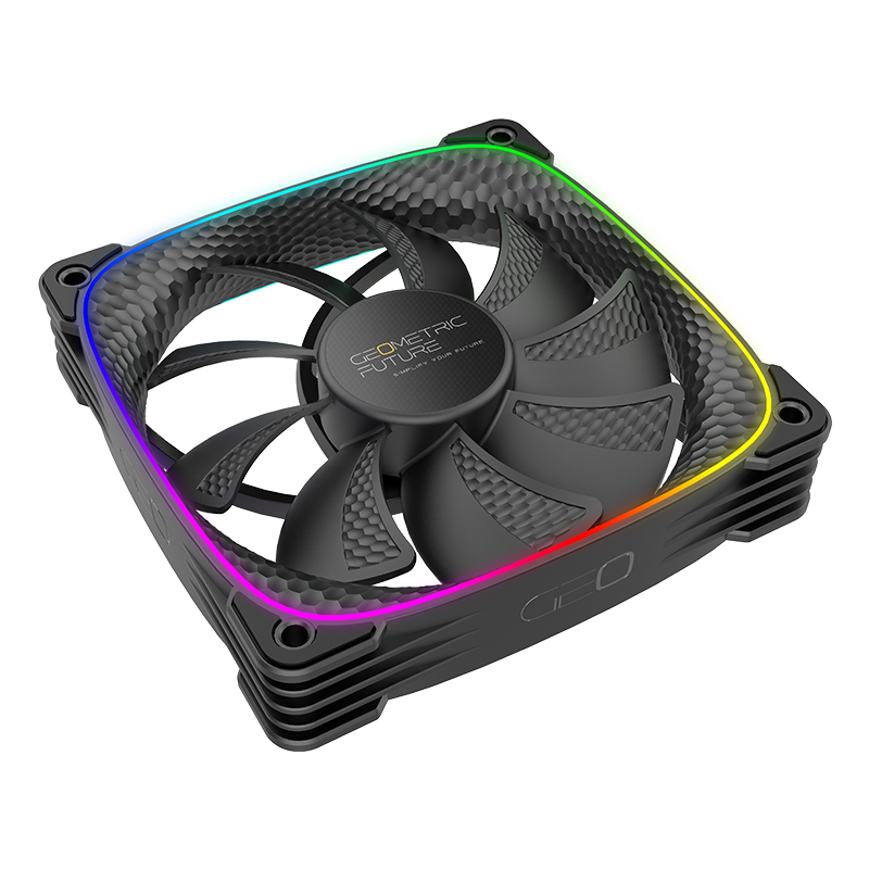 A large main feature product image of EX-DEMO Geometric Future Squama 2503 - 120mm ARGB PWM Fan (Black)