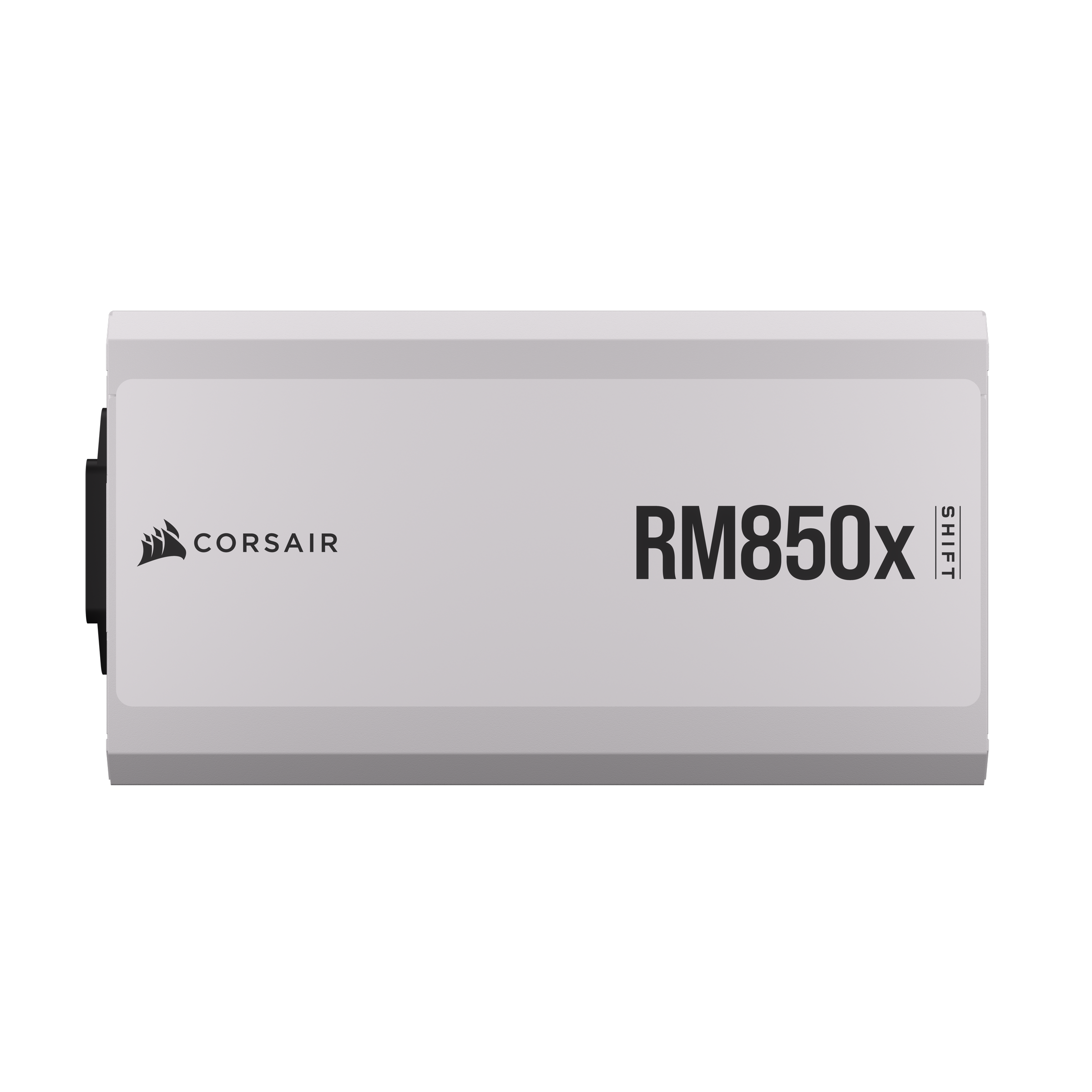 A large main feature product image of EX-DEMO Corsair RM850x SHIFT - Side Cable 850W Gold ATX Modular PSU (White)