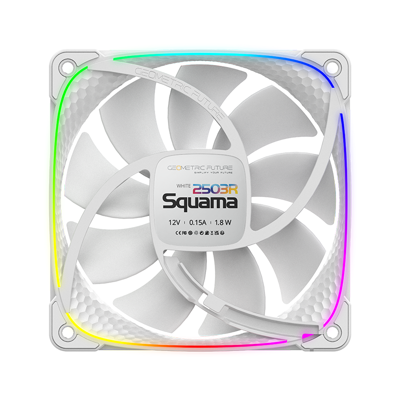 A large main feature product image of EX-DEMO Geometric Future Squama 2503 - 140mm ARGB PWM Fan (White)
