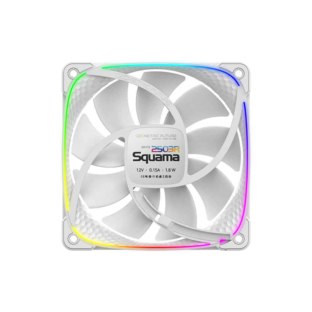 A large main feature product image of EX-DEMO Geometric Future Squama 2503 - 140mm ARGB PWM Fan (White)