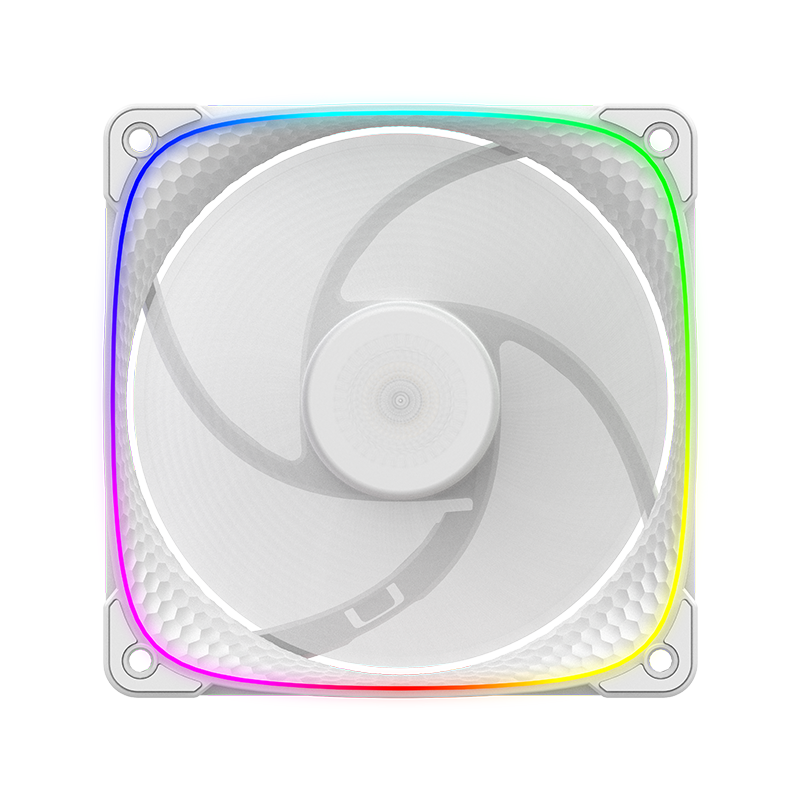 A large main feature product image of EX-DEMO Geometric Future Squama 2503 - 140mm ARGB PWM Fan (White)