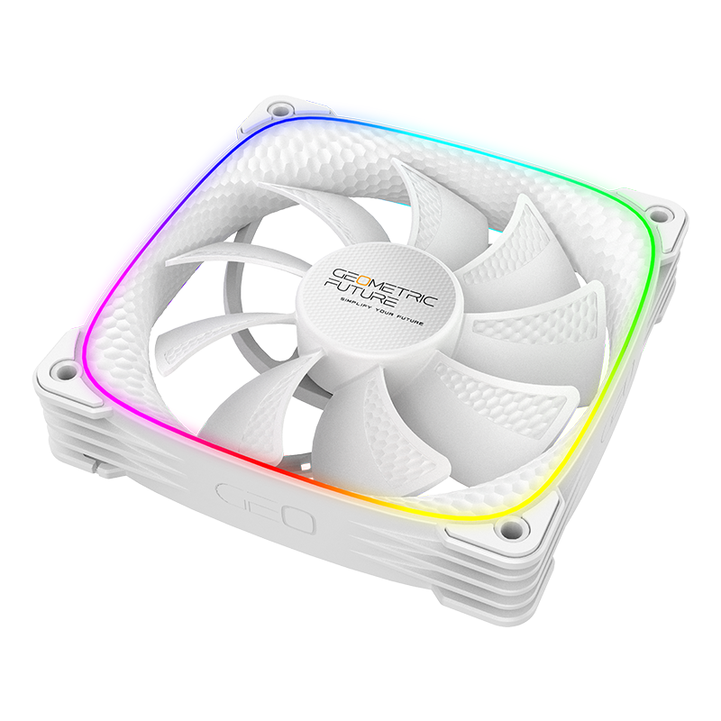 A large main feature product image of EX-DEMO Geometric Future Squama 2503 - 140mm ARGB PWM Fan (White)