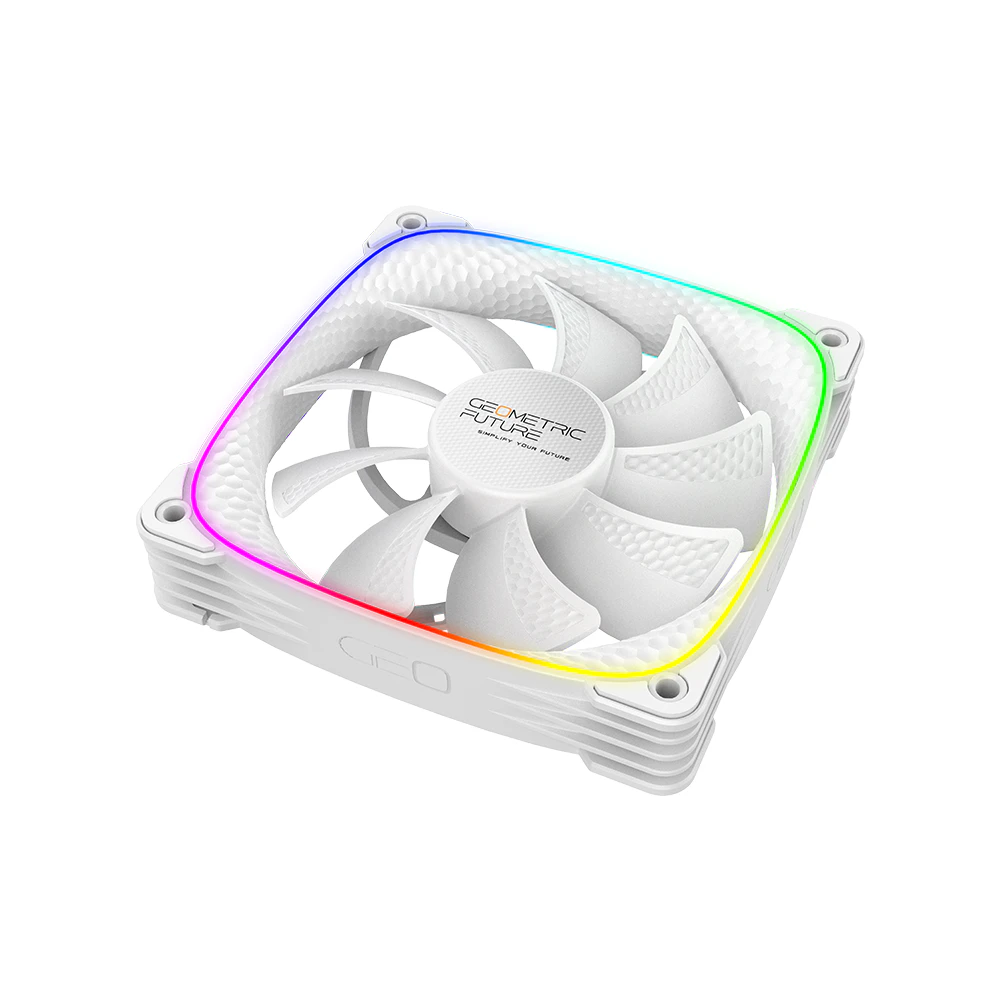 A large main feature product image of EX-DEMO Geometric Future Squama 2503 - 140mm ARGB PWM Fan (White)