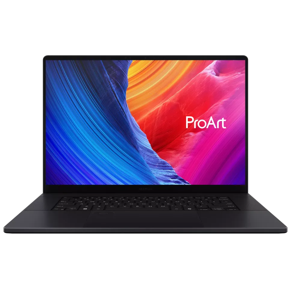 A large main feature product image of ASUS ProArt P16 (H7606) - 16" 3K 120Hz OLED Touch, Ryzen AI 9 HX 370, RTX 5070, 64GB/1TB - Win 11 Pro Notebook