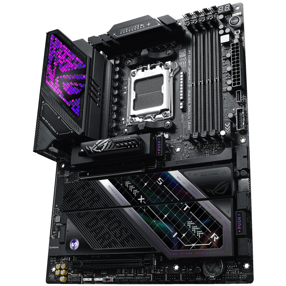A large main feature product image of ASUS ROG Strix X870E-E Gaming WiFi7 Neo AM5 ATX Desktop Motherboard
