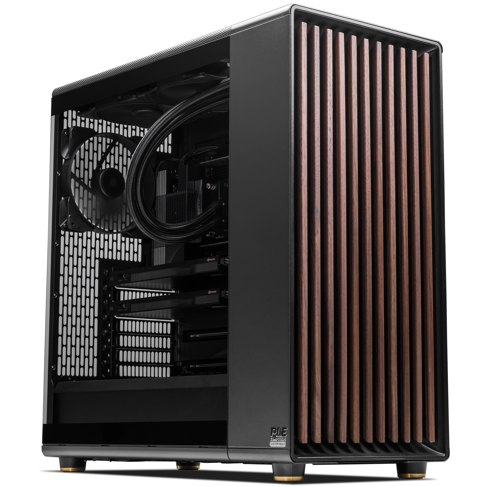A large main feature product image of PLE Threadripper Dual RTX 4000 Prebuilt Ready To Go Workstation PC
