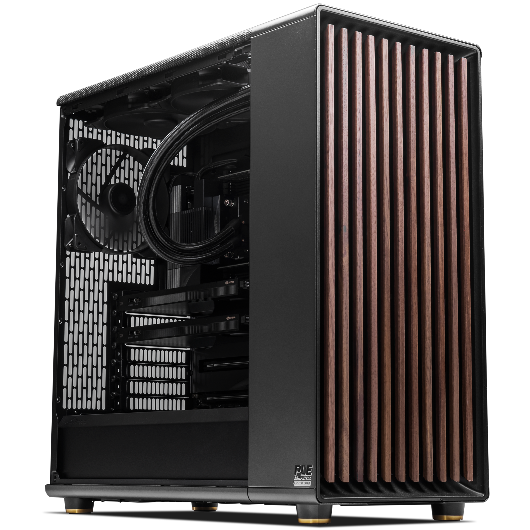 A large main feature product image of PLE Threadripper Dual RTX 4000 Prebuilt Ready To Go Workstation PC