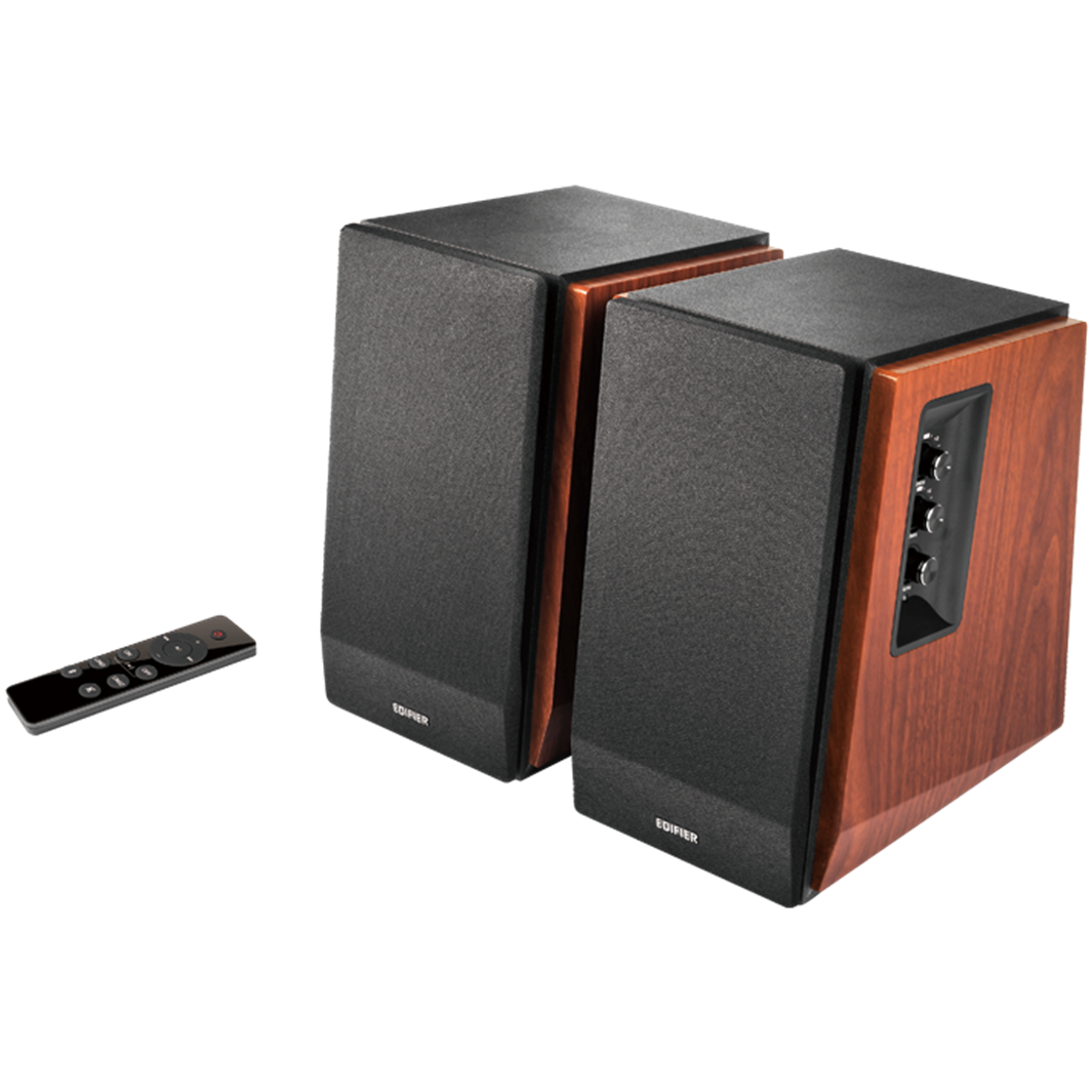 A large main feature product image of Edifier R1700BTS Bluetooth Bookshelf Studio Speakers (Brown)