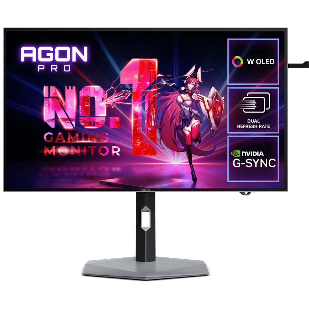 A large main feature product image of AOC AGON Pro AGP327UZD WOLED - 32" 4K 240Hz / 1080p 480Hz 0.03ms Dual-Mode IPS Gaming Monitor