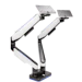 A product image of EX-DEMO GamerChief Pro Gaming Dual Monitor Arm - Greyish White w/RGB