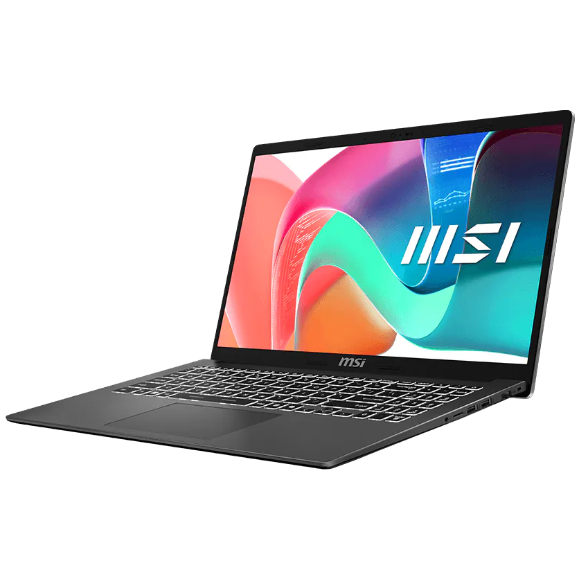 A large main feature product image of MSI Modern 15 (F1M) - 15.6" Core 7 150U, 16GB/1TB - Win 11 Pro Notebook