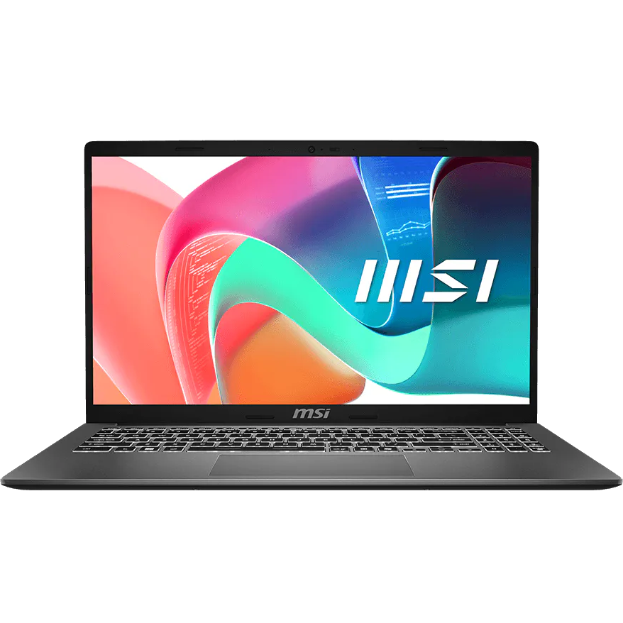 A large main feature product image of MSI Modern 15 (F1M) - 15.6" Core 7 150U, 16GB/1TB - Win 11 Pro Notebook