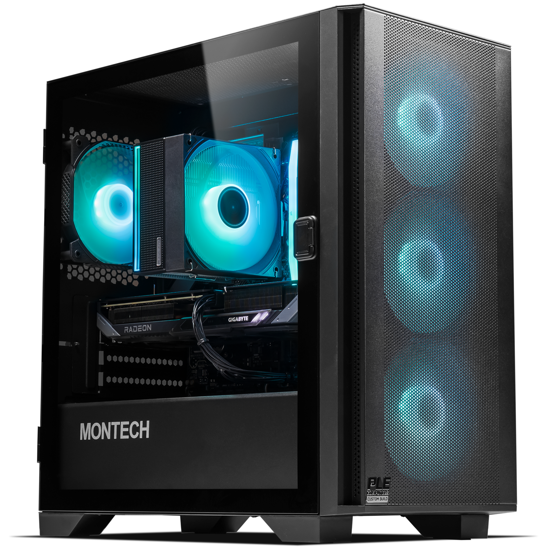 A large main feature product image of PLE Fusion RX 9060 XT Prebuilt Ready To Go Gaming PC