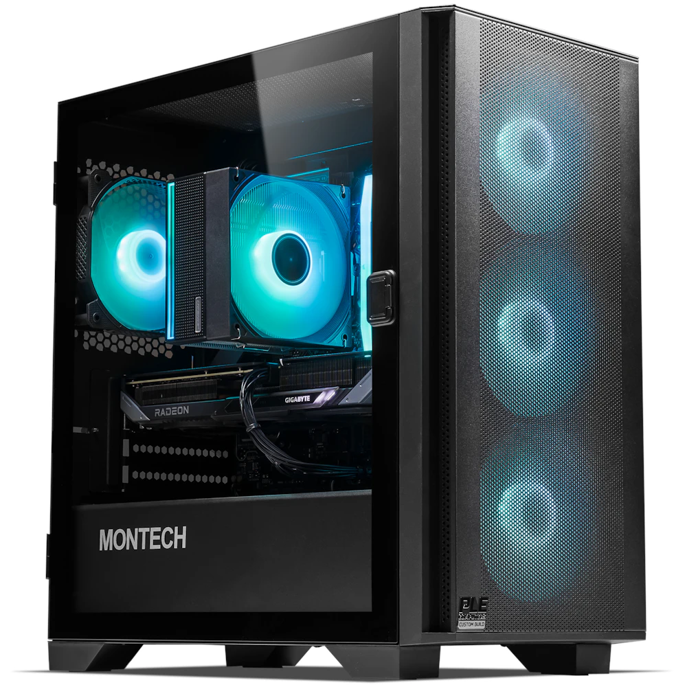 A large main feature product image of PLE Fusion RX 9060 XT Prebuilt Ready To Go Gaming PC