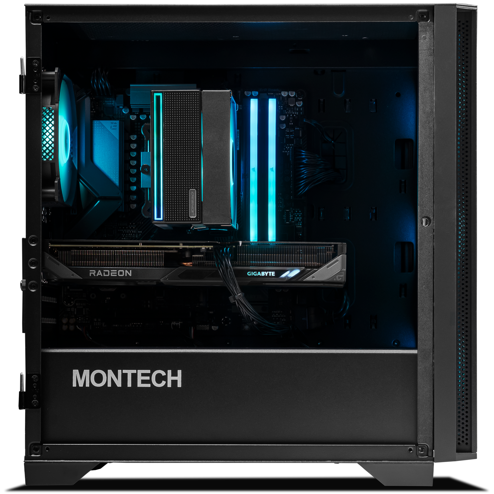 A large main feature product image of PLE Fusion RX 9060 XT Prebuilt Ready To Go Gaming PC