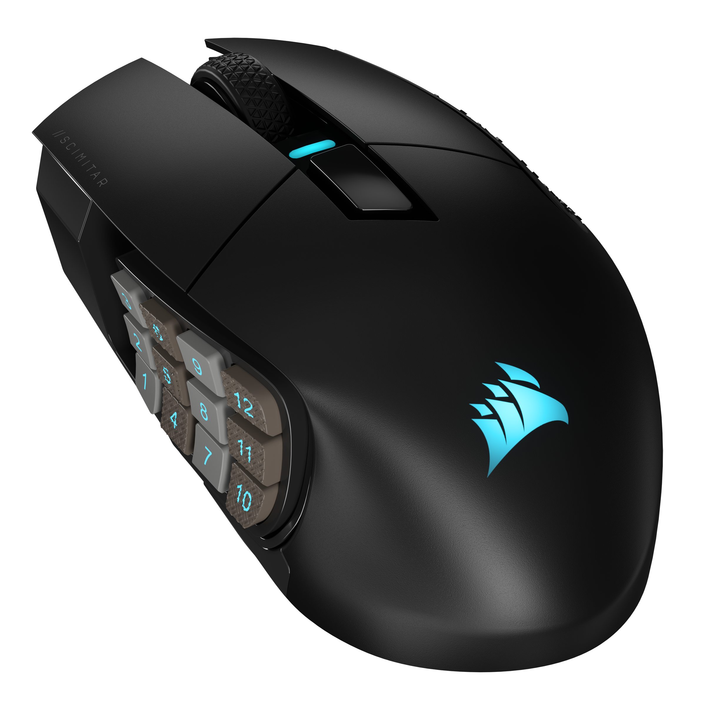 A large main feature product image of EX-DEMO Corsair SCIMITAR ELITE WIRELESS MMO Gaming Mouse