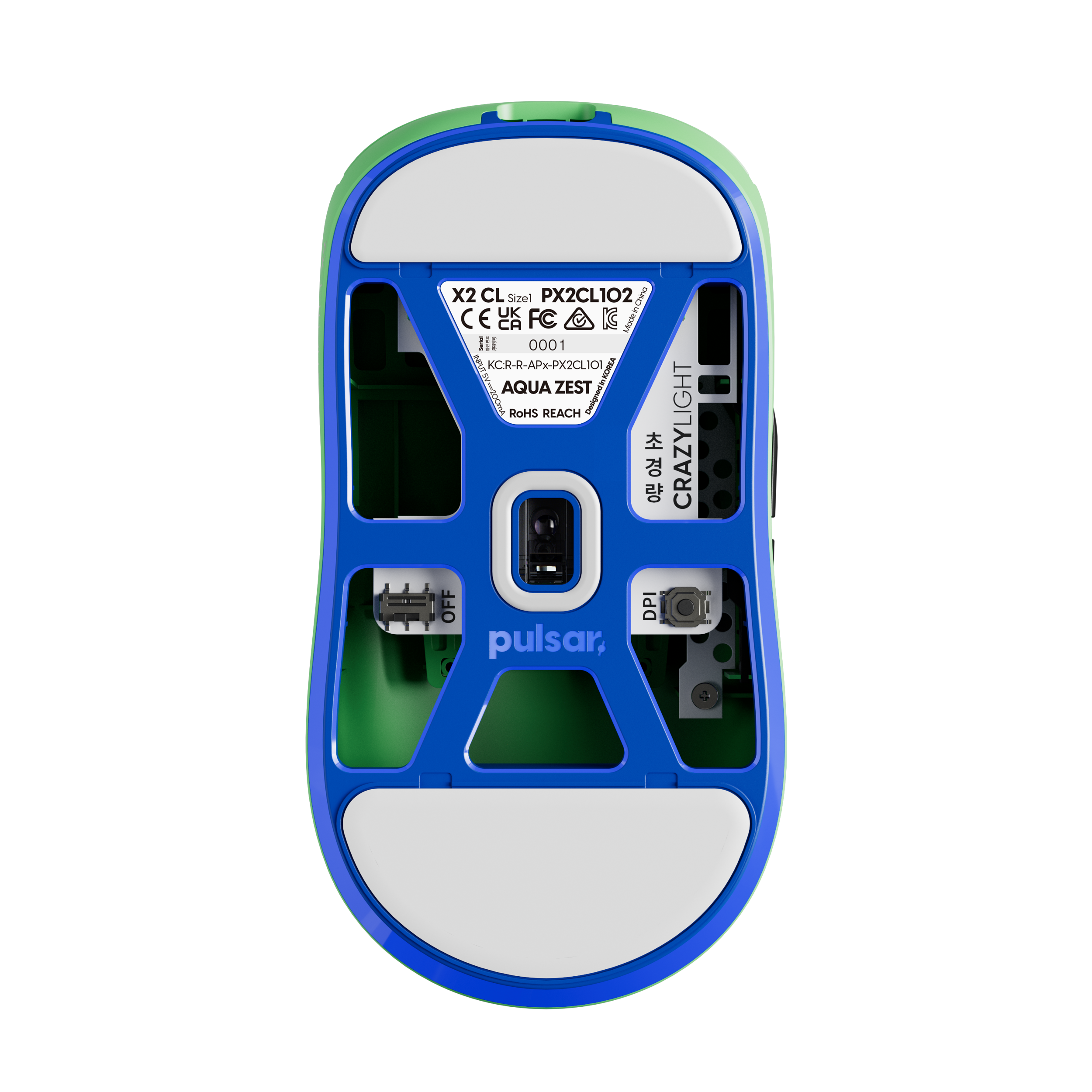 A large main feature product image of EX-DEMO Pulsar X2 CrazyLight - 35g Ultra-Lightweight Wireless Gaming Mouse (Aqua Zest)