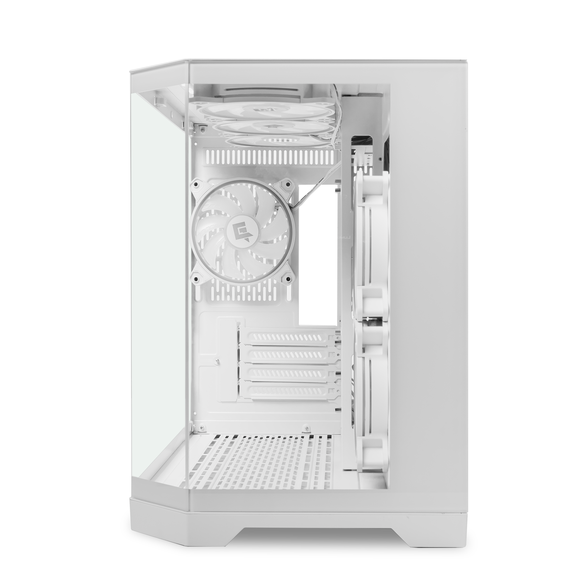 A large main feature product image of EX-DEMO GamerChief GlassView GV10 - White