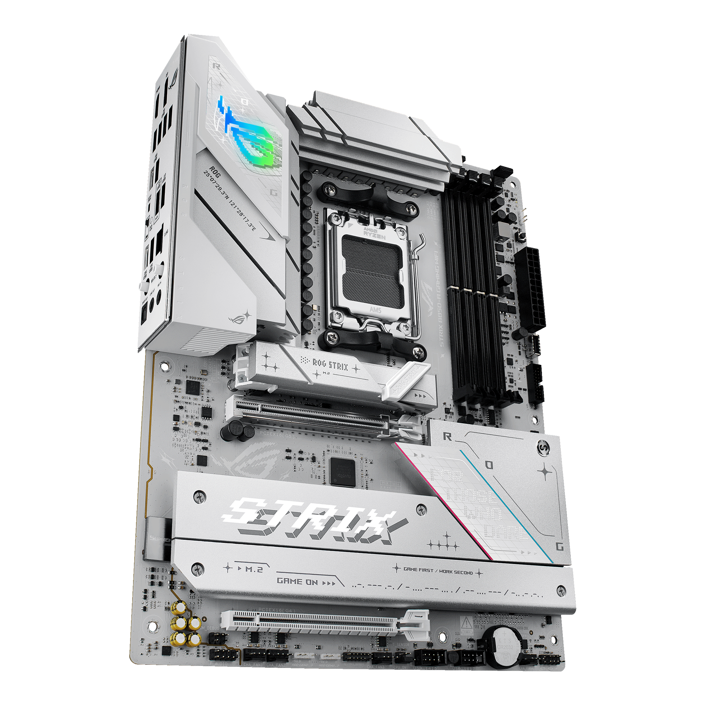 A large main feature product image of EX-DEMO ASUS ROG Strix B850-A Gaming WiFi AM5 ATX Desktop Motherboard