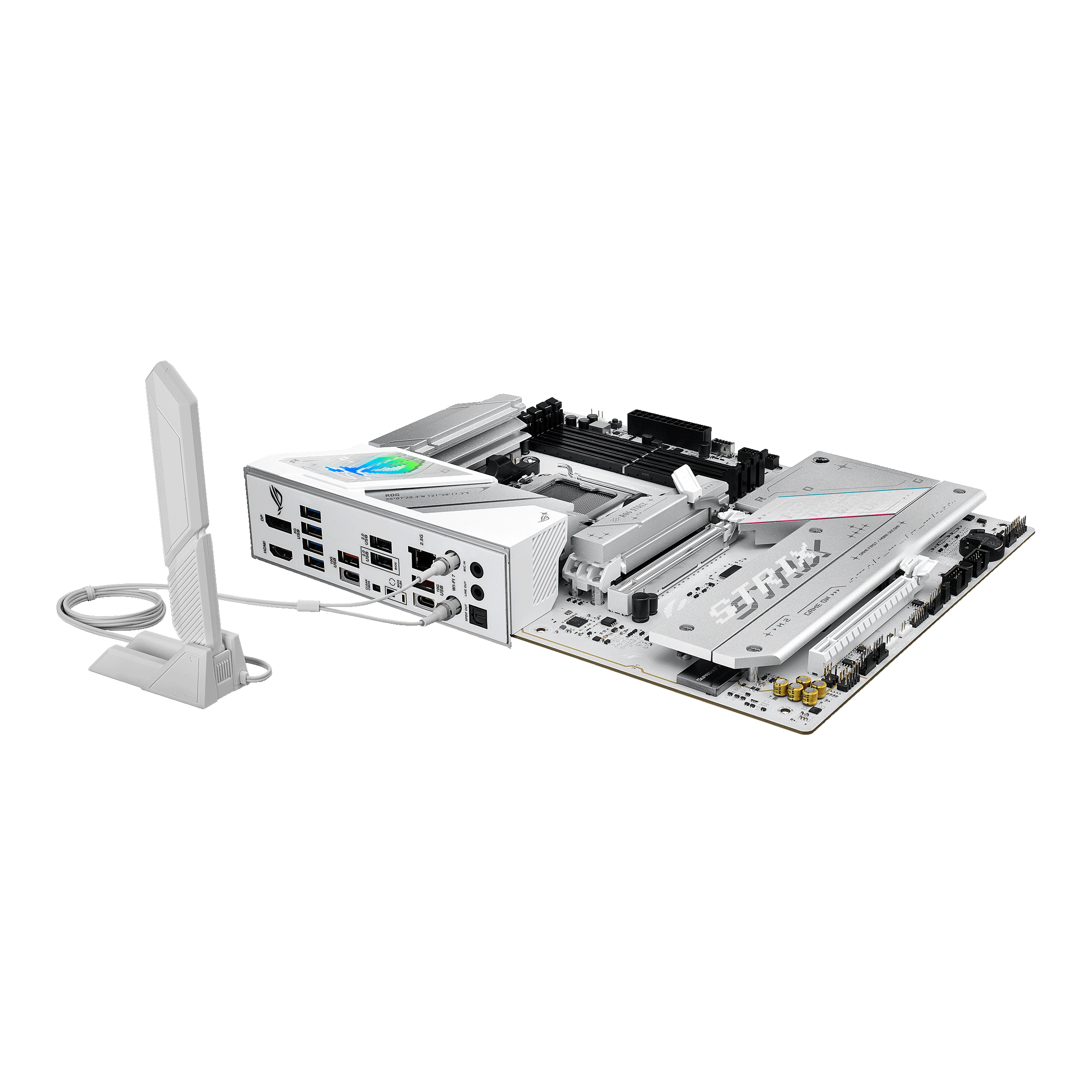 A large main feature product image of EX-DEMO ASUS ROG Strix B850-A Gaming WiFi AM5 ATX Desktop Motherboard
