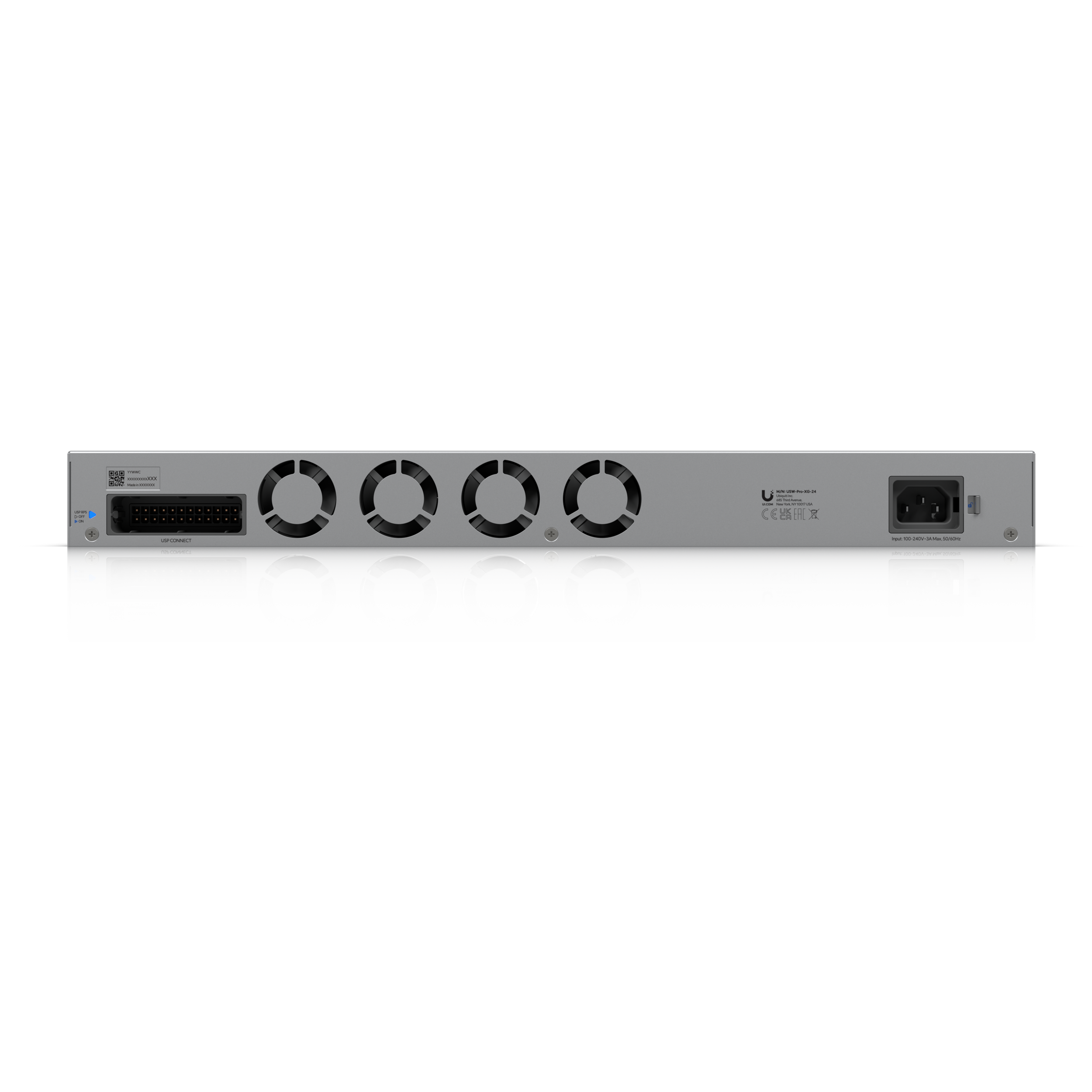 A large main feature product image of Ubiquiti UniFi Pro XG 24-Port 10GbE SFP28 Layer 3 Managed Switch with Etherlighting