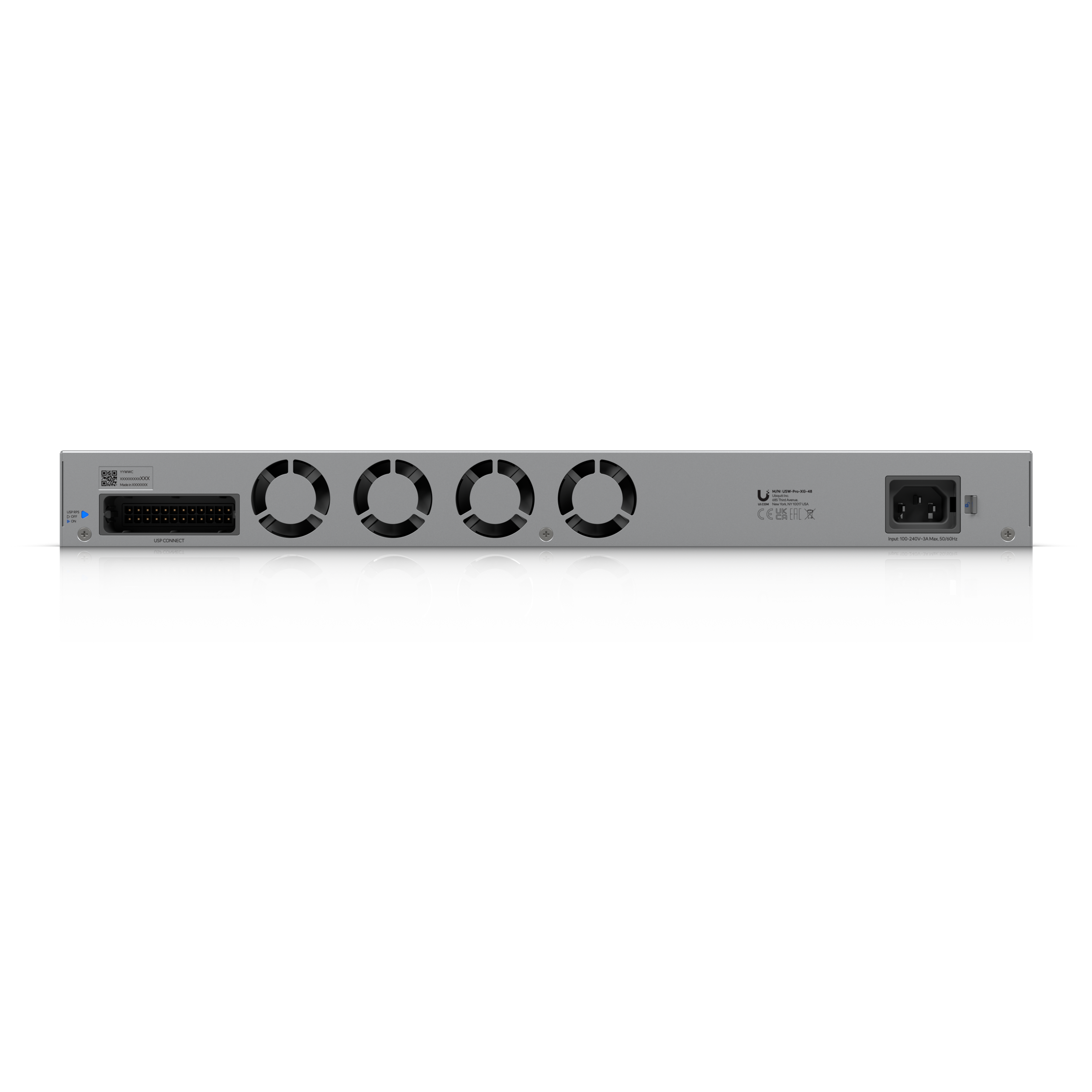 A large main feature product image of Ubiquiti UniFi Pro XG 48-Port 10GbE SFP28 Layer 3 Managed Switch with Etherlighting