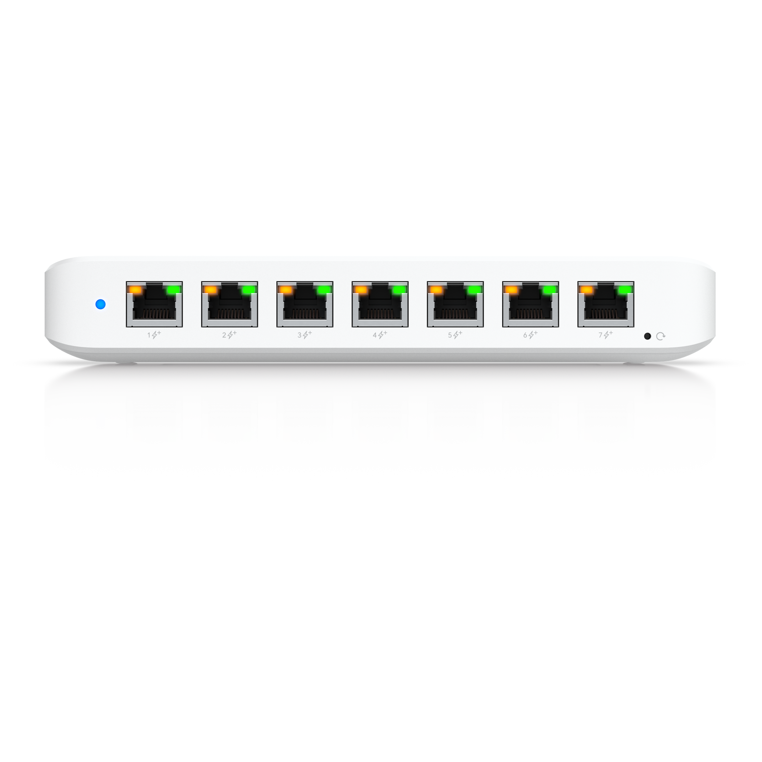 A large main feature product image of Ubiquiti UniFi Ultra 8-Port 1GbE Layer 2 PoE Switch