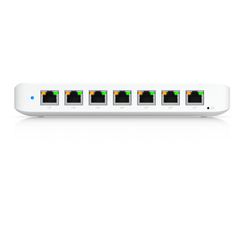 A large main feature product image of Ubiquiti UniFi Ultra 8-Port 1GbE Layer 2 PoE Switch