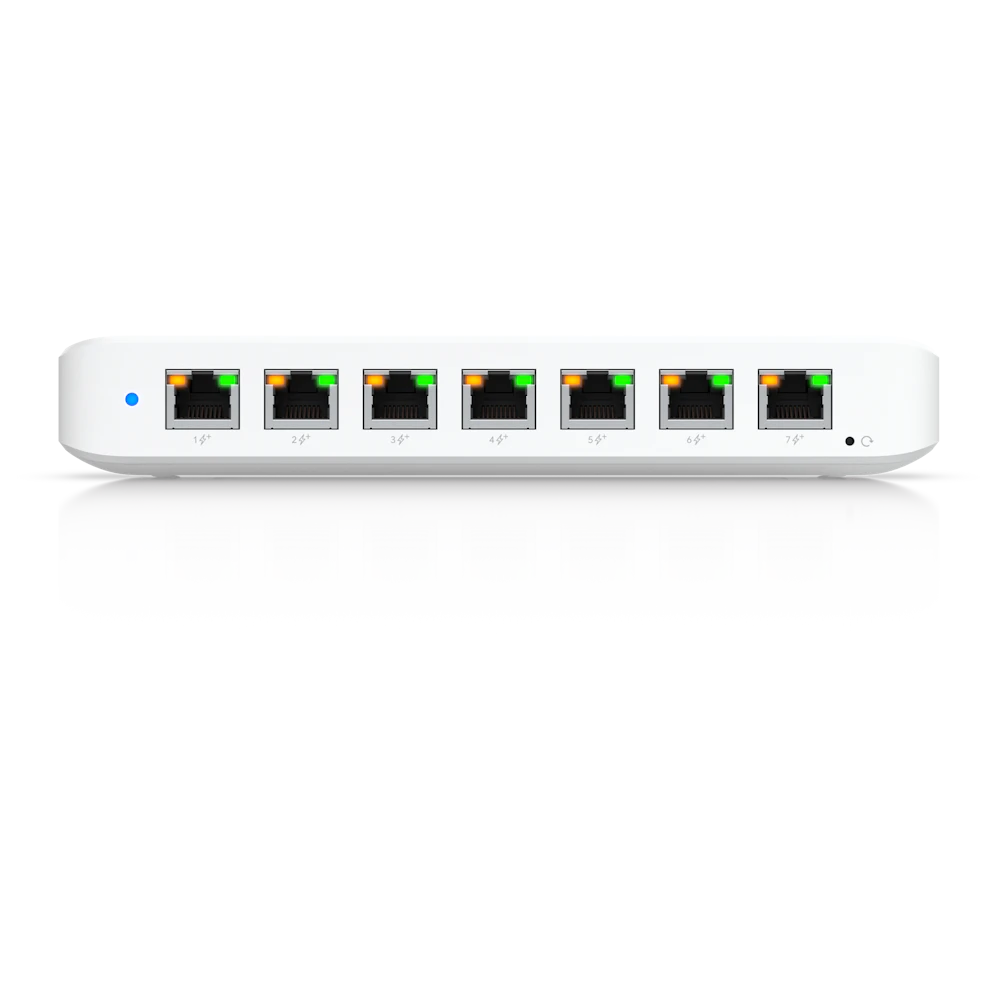 A large main feature product image of Ubiquiti UniFi Ultra 8-Port 1GbE Layer 2 PoE Switch