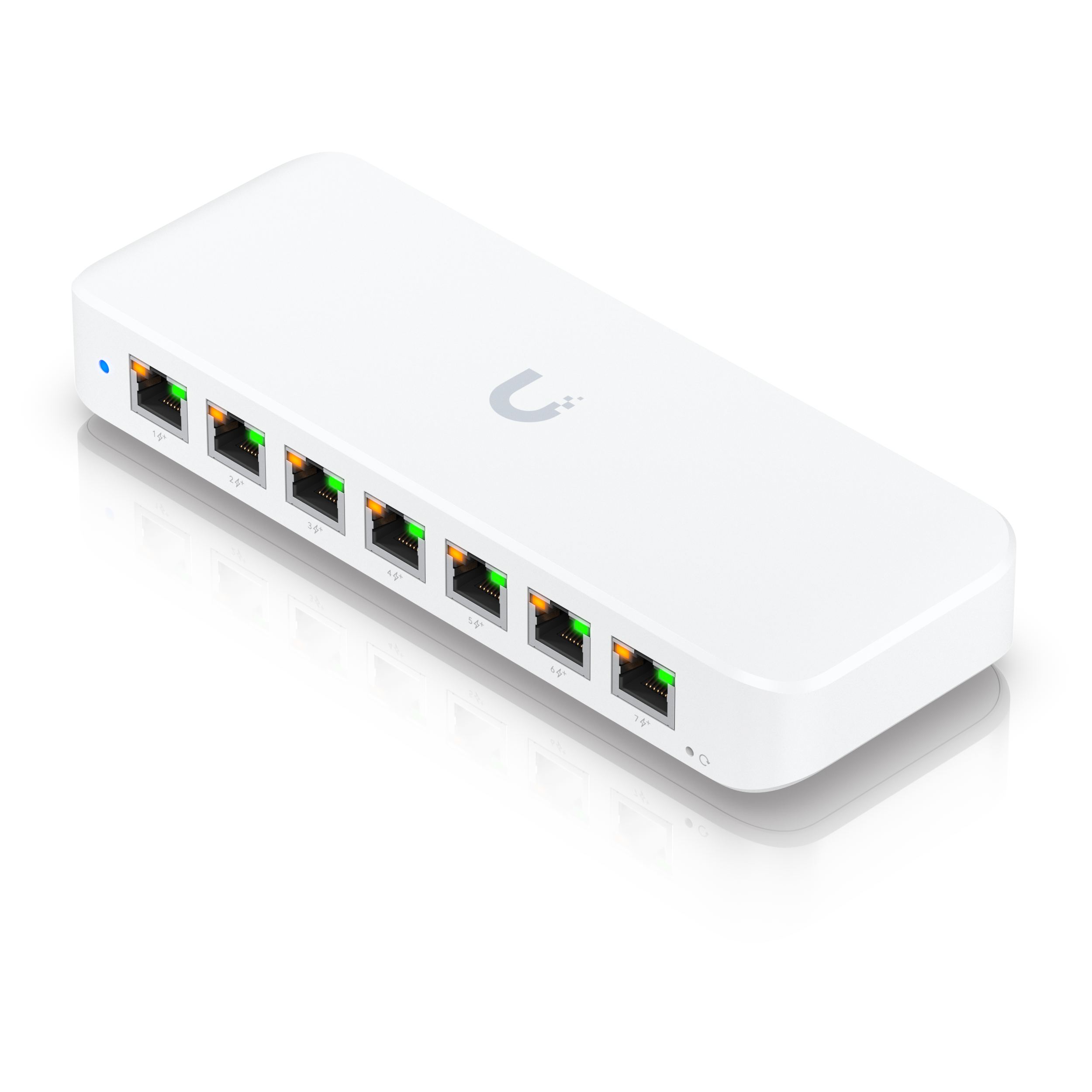 A large main feature product image of Ubiquiti UniFi Ultra 8-Port 1GbE Layer 2 PoE Switch