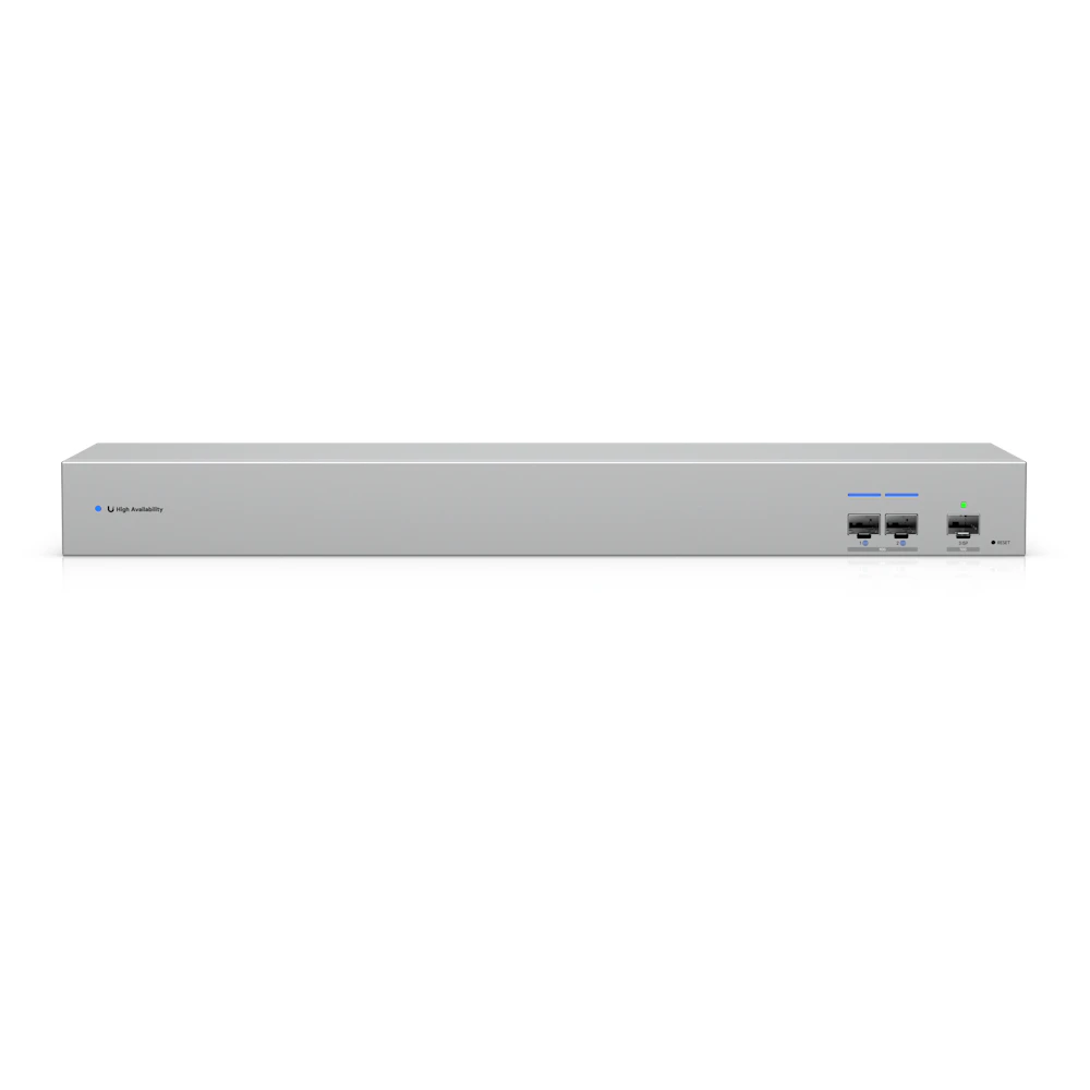 A large main feature product image of Ubiquiti UniFi 10GbE SFP+ WAN Switch