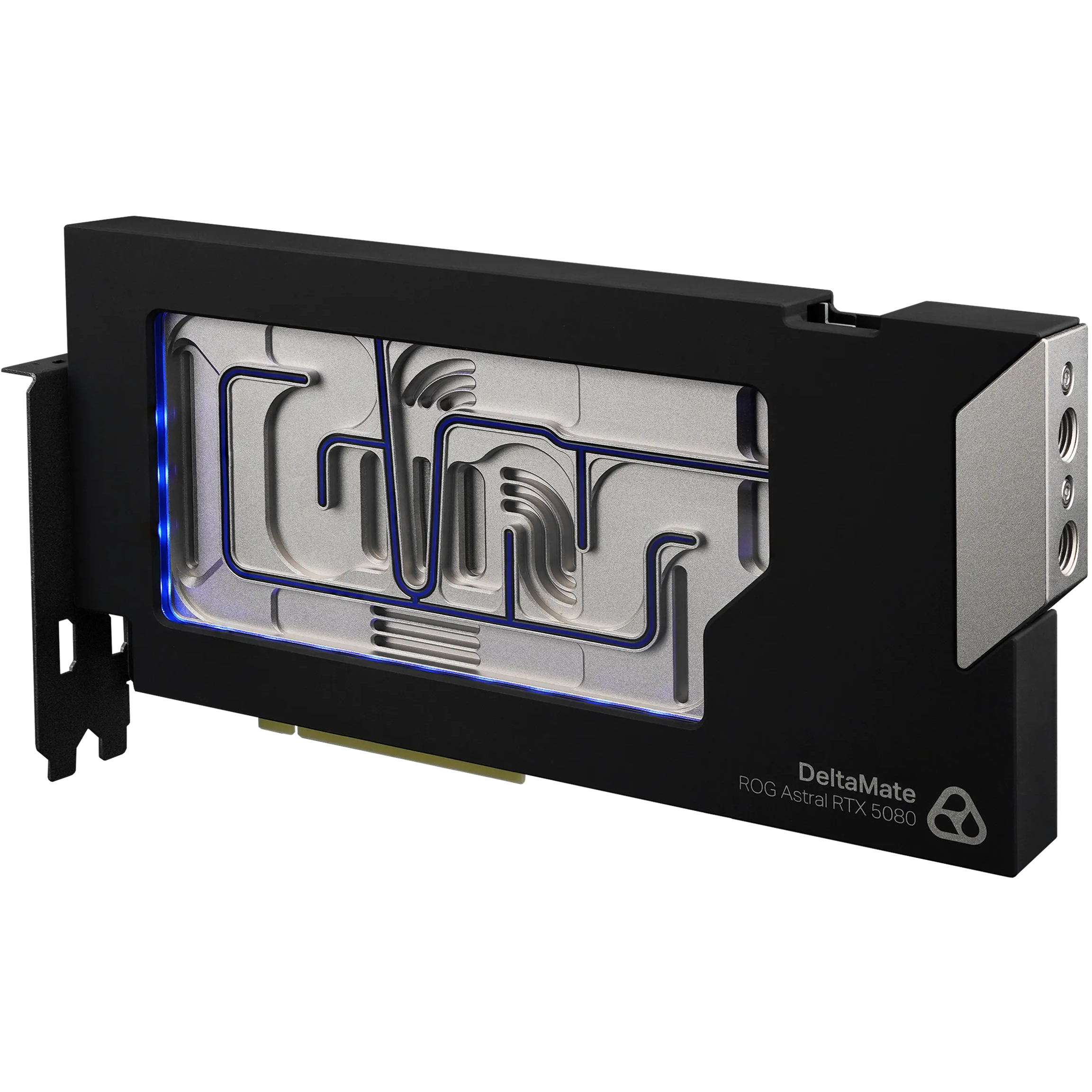 A large main feature product image of Thermal Grizzly DeltaMate ROG Astral RTX 5080 GPU Water Block
